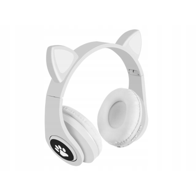 Słuchawki bezprzewodowe bluetooth radio fm mp3 kocie uszy podświetlenie led niebieskie